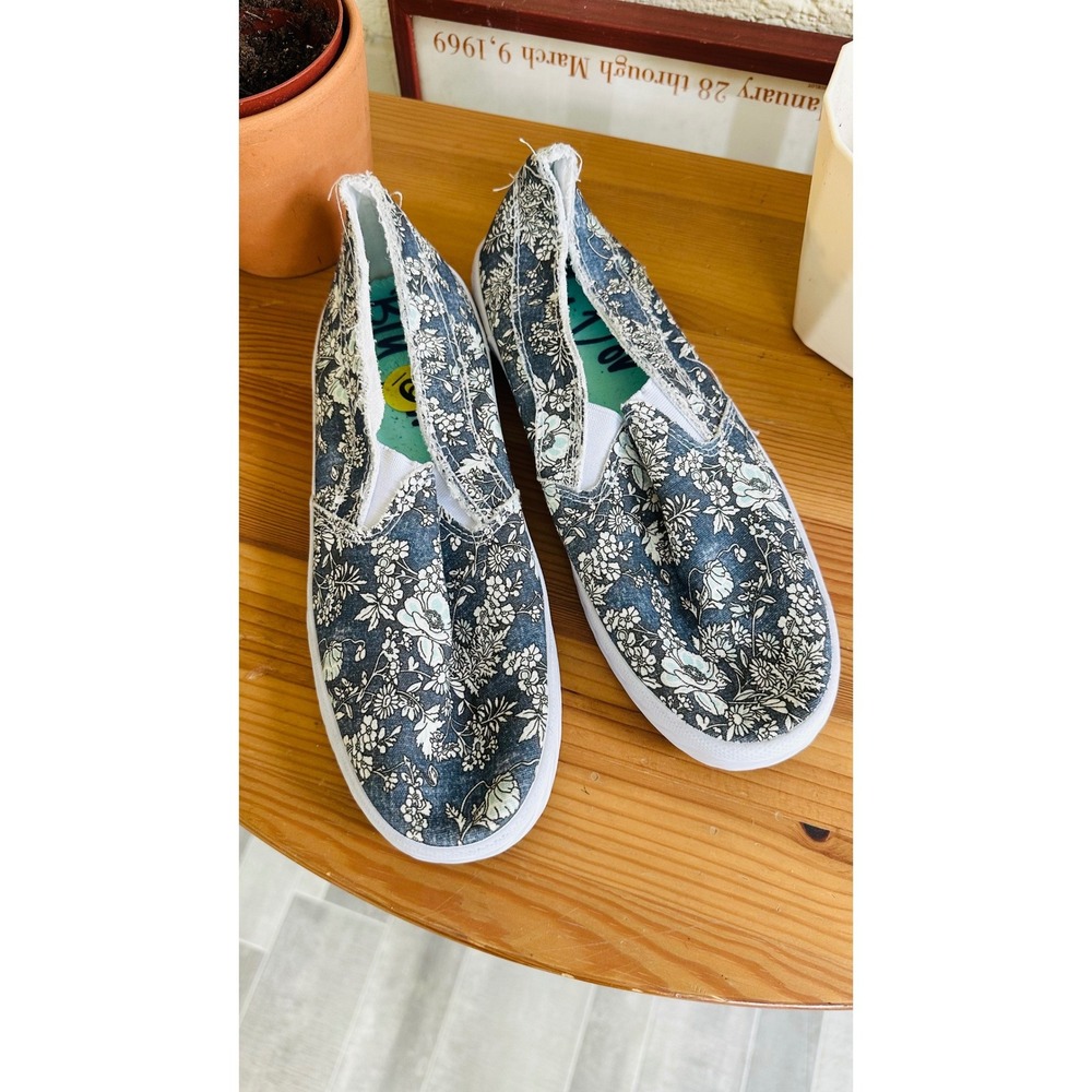 Blu D'Or Malibu Floral Slip On Sneakers Blue White Distressed Size 9 - Picture 3 of 8